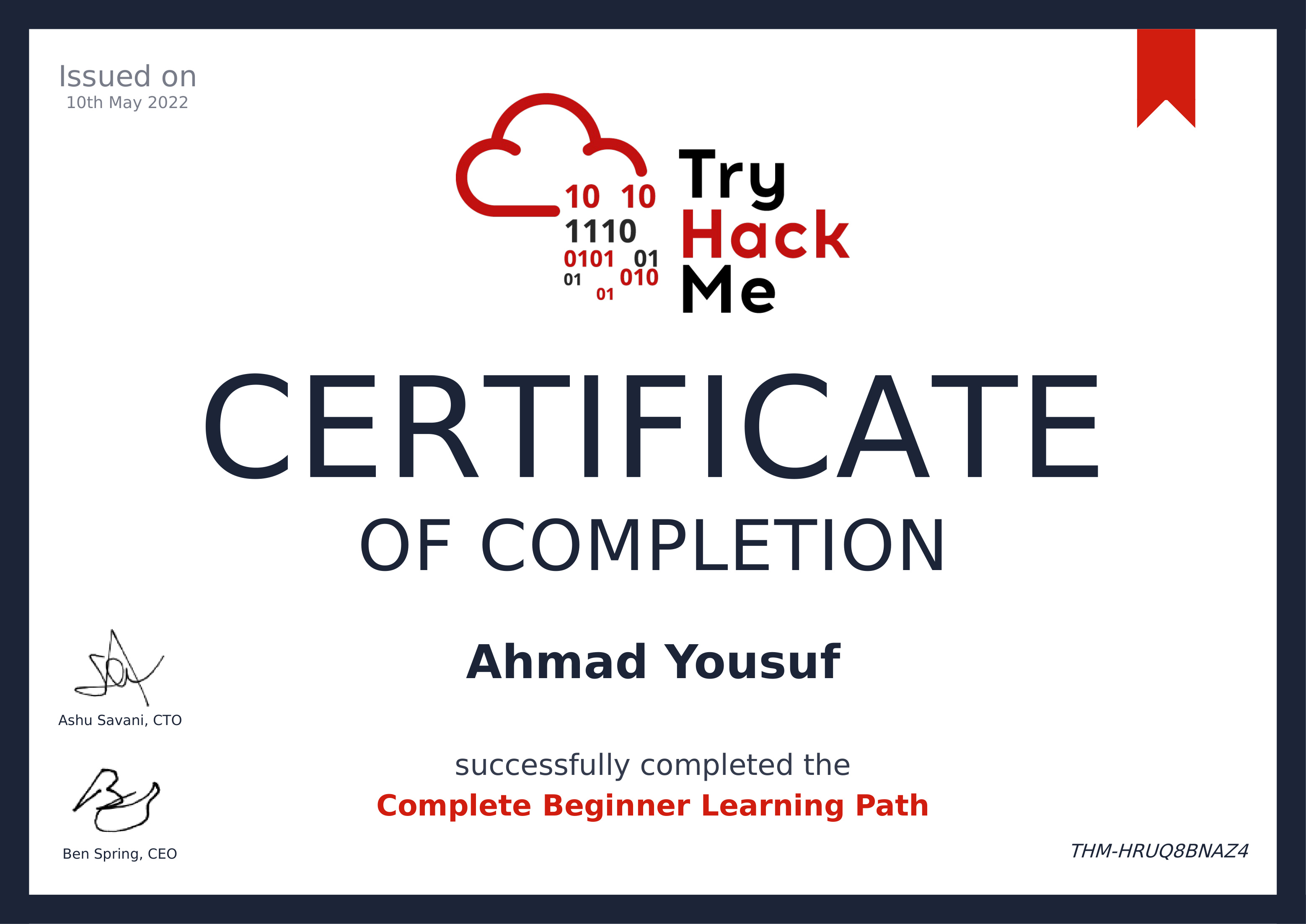 Complete Beginner Path certificate